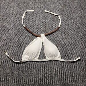 Luxe Sauvage Triangle Bikini Top Women's Small White Beaded Adjustable Straps